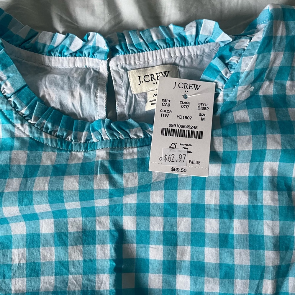 Brand new JCREW sleeveless blouse. Blue gingham - Picture 4 of 6